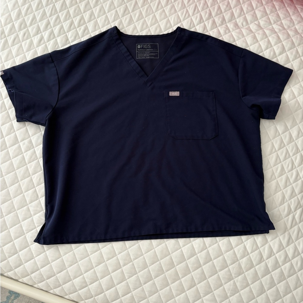 Figs Navy V-Neck Scrub Top